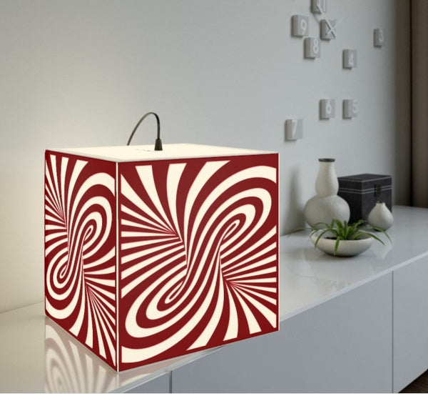 Linear Optical Illusion,Psychedelic/Hypnotic Art Printed Square Cube Lamp/Contemporary/Modern/Trendy Light/Home Decor Gifts,Stackable Lights