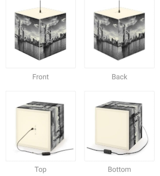 Skylines of NYC & London, New York City, 3D Printed Square Cube Lamp,Contemporary/Modern/Trendy Light/Home Decor Gifts, Stackable Lights