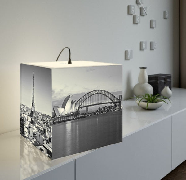 Sydney-Paris Skylines, 3D Printed Square Cube Lamp,Contemporary/Modern/Trendy Light/Home Decor Gifts, Stackable Lights