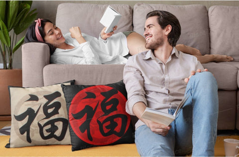 Fu Good Luck Good Fortune  Chinese Symbol,Cushion Cover only, Chinese New Year gift,Housewarming/Graduation/Valentine Gift,Good luck gift
