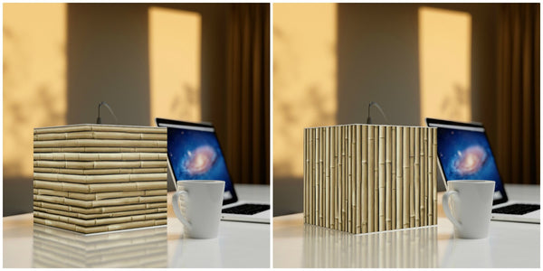 4 styes Bamboo Poles 3D Printed Square Cube Lamp,Contemporary/Modern/Trendy Light Feature/Home Decor Gifts, stackable, Vertical/Horizontal