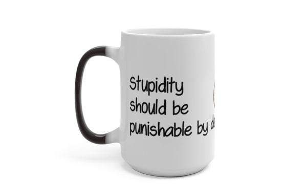 Stupidity punishment, Funny Jokes,Sarcastic Quotes Mug/Printed Normal/Magic/Color Changing Ceramic Mug Gifts,Microwave safe
