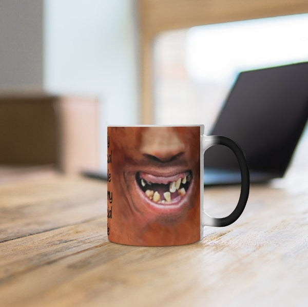 Special Smile, Ugly Face Mask, Teeth Witchy Grin Funny Mug,Sarcastic Quotes Mug/Printed Magic Mug/Color Changing Ceramic Mug, Microwave safe