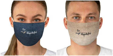 Be Thankful Denim,Fleece Look  Realistic Washable  Fabric Mask for adults/kids. Reusable Washable, Thoughtful Funny Valentine&#39;s Gift