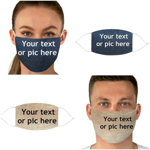 Personalized  Realistic Washable  Fabric Mask for adults,kids. Reusable Washable, Denim look or Blank style