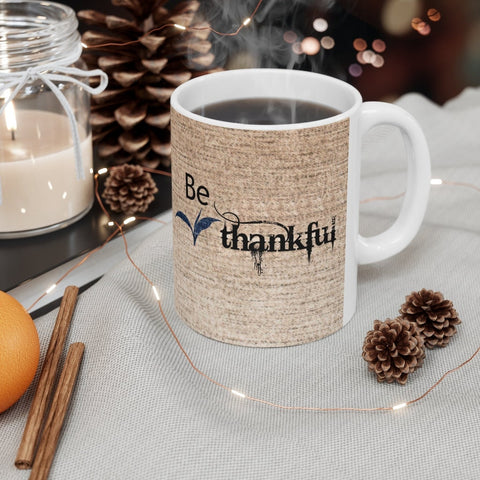 Simply be thankful, Canvas Fabric Look Inspirational Mug,Microwave,Dishwasher  safe,Thanksgiving/graduation/bday/christmas gifts