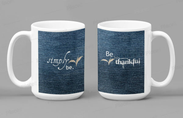 Simply be thankful, Canvas Fabric Look Inspirational Mug,Microwave,Dishwasher  safe,Thanksgiving/graduation/bday/christmas gifts