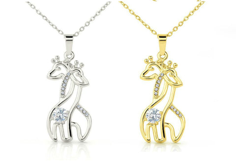 Double Giraffe Pendant Necklace,white or yellow gold, Adjustable Cable Chain,lobster clasp,thanksgiving,christmas,birthday,graduation gifts