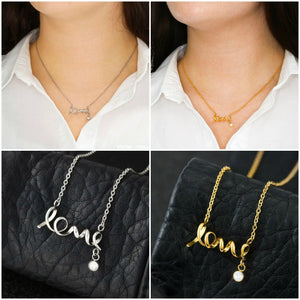 Love Script Pendant Necklace, S.Steel,yellow gold, Graduation Gift,Mother&#39;s Day Gift,Birthday Gift,Engagement Gift,Girlfriend Gifts for her