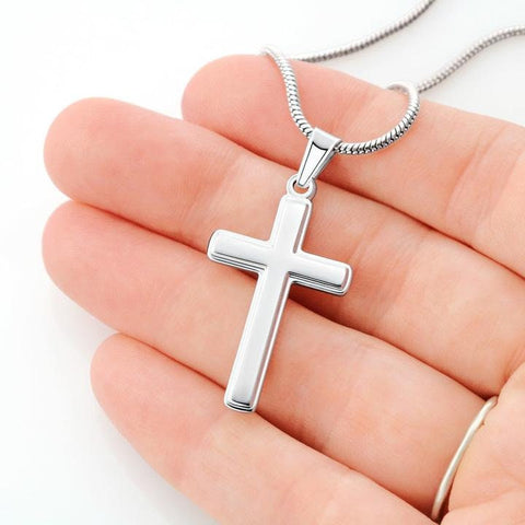 Simple Cross Pendant Necklace,white gold,Adjustable Chain,lobster clasp,thanksgiving,christmas,birthday,graduation,anniversary gift, Unisex.