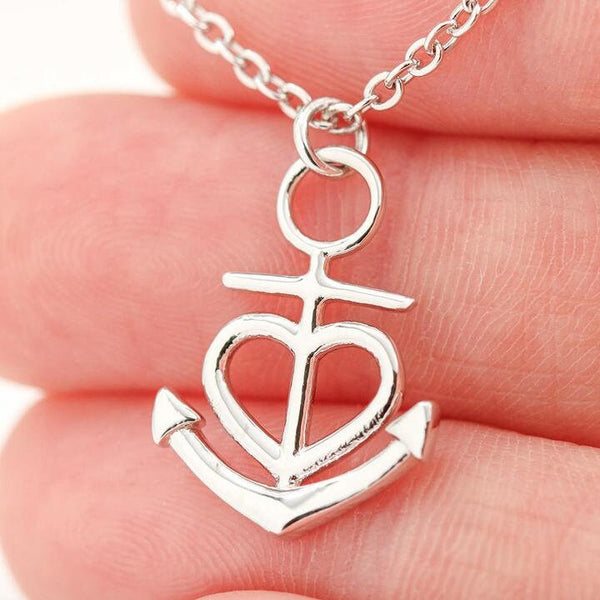 Anchored Heart Pendant Necklace,S.Steel,yellow gold, Graduation Gift,Mother&#39;s Day Gift,Birthday Gift,Engagement Gift,Engagement Gifs For her