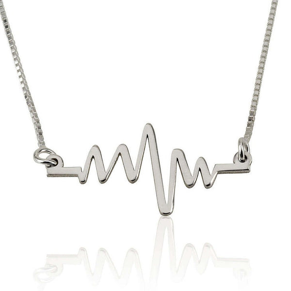 Initials Heartbeat Pendant Necklace - Sterling Silver,24K Gold/Rose Gold,Graduation Gift,Mother&#39;s Day Gift,Birthday Gift,Engagement Gift
