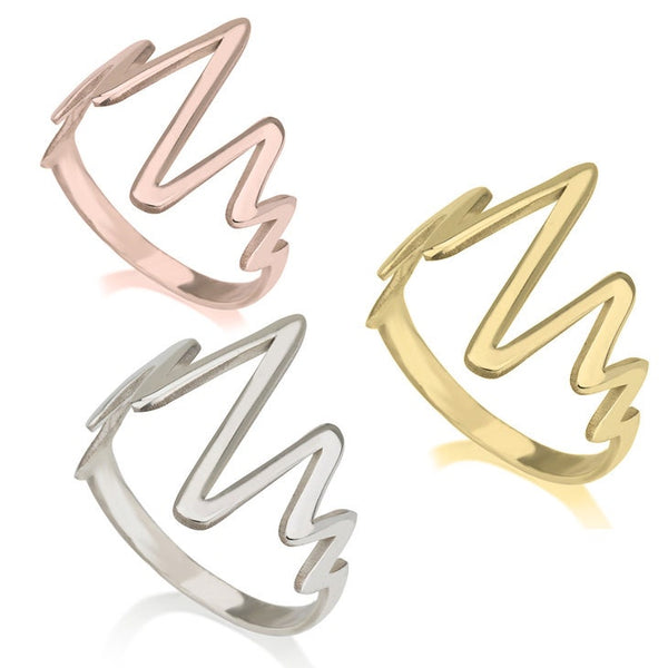 For Her Heartbeat Ring with/out Zirconia,Sterling Silver/24K Gold/Rose Gold,Graduation Gift,Mother&#39;s Day Gift,Birthday Gift,Engagement Gift