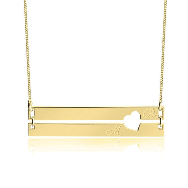 Engraved Bar Pendant Necklace - Sterling Silver,24K Gold/Rose Gold, Valentine/Birthday/Engagement/Anniversary