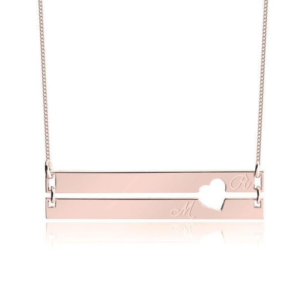 Engraved Bar Pendant Necklace - Sterling Silver,24K Gold/Rose Gold, Valentine/Birthday/Engagement/Anniversary