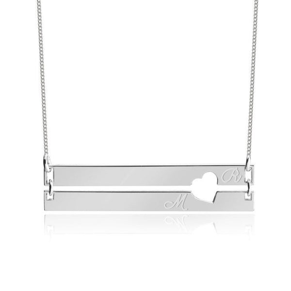 Engraved Bar Pendant Necklace - Sterling Silver,24K Gold/Rose Gold, Valentine/Birthday/Engagement/Anniversary