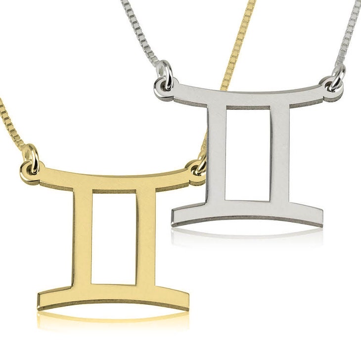Gemini Zodiac Sign Pendant Necklace - Sterling Silver,24K Gold/Rose Gold Plating, Valentine/Birthday/Anniversary/Friends Gift