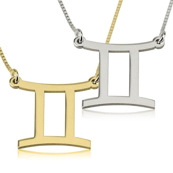 Gemini Zodiac Sign Pendant Necklace - Sterling Silver,24K Gold/Rose Gold Plating, Valentine/Birthday/Anniversary/Friends Gift