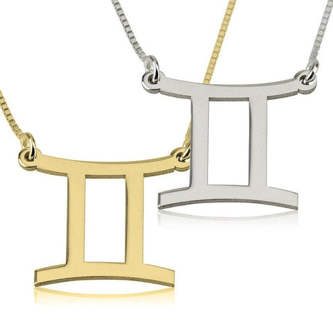 Gemini Zodiac Sign Pendant Necklace - Sterling Silver,24K Gold/Rose Gold Plating, Valentine/Birthday/Anniversary/Friends Gift