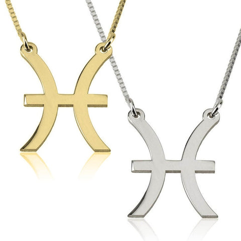 Pisces Zodiac Sign Pendant Necklace - Sterling Silver,24K Gold/Rose Gold Plating, Valentine/Birthday/Anniversary/Friends Gift