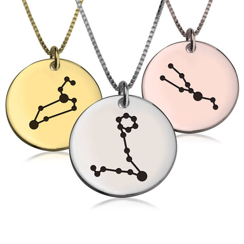 Zodiac Sign Constellation Pendant Necklace - Sterling Silver,24K Gold/Rose Gold Plating, Valentine/Birthday/Anniversary/Friends Gift