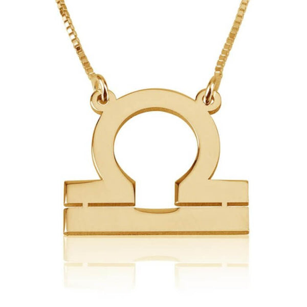 Libra Zodiac Sign Pendant Necklace - Sterling Silver,24K Gold/Rose Gold Plating, Valentine/Birthday/Anniversary/Friends Gift