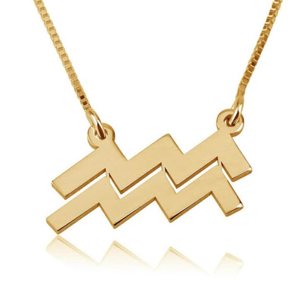 Aquarius Zodiac Sign Pendant Necklace - Sterling Silver,24K Gold/Rose Gold Plating, Valentine/Birthday/Anniversary/Friends Gift