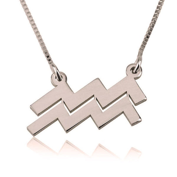 Aquarius Zodiac Sign Pendant Necklace - Sterling Silver,24K Gold/Rose Gold Plating, Valentine/Birthday/Anniversary/Friends Gift