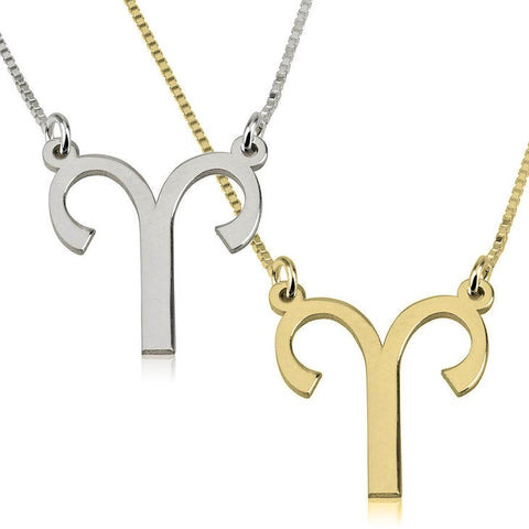 Aries Zodiac Sign Pendant Necklace - Sterling Silver,24K Gold/Rose Gold Plating, Valentine/Birthday/Anniversary/Friends Gift