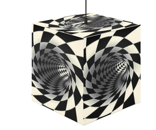 Checker Vortex Cube Lamp, Hypnotic,Optic Art Printed Square Cube Lamp/Contemporary/Modern/Trendy Light/Home Decor Gifts, Stackable Lights