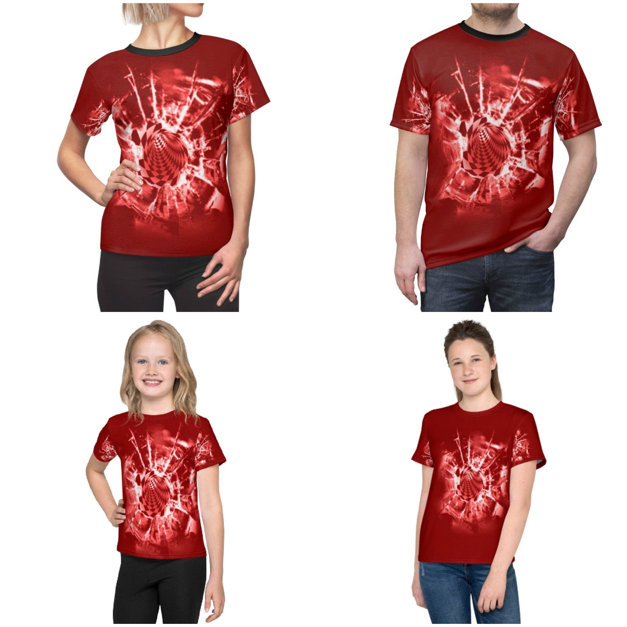Red Abstract Vortex Adult,Youth/Kids Unisex Lightweight T-shirt,  3D Printed,Anti Covid,Christmas/Thanksgiving/Birthday/Graduation gift