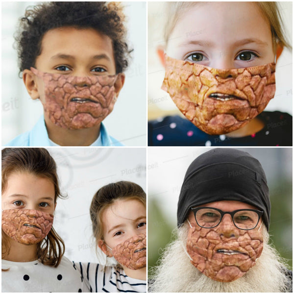 Popular Movie Fant 4 The Thing,Rock Halloween Face Mask, Realistic mask,Adults,kids,Washable,Adjustable with Nose wire,Funny Valentine Gifts