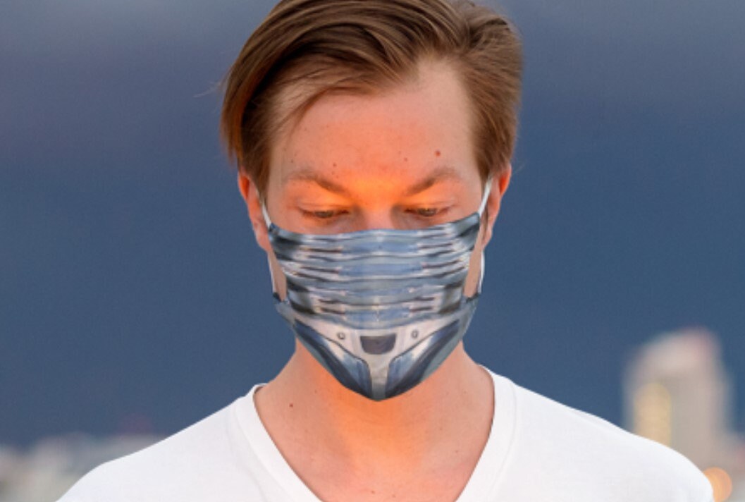 Blue Steel Cyborg Robot Face Mask  Realistic,Adults,kids,Washable,Adjustable Nose wire, Thoughtful Funny Valentine&#39;s Gift