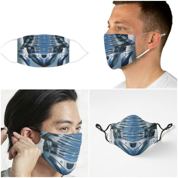 Blue Steel Cyborg Robot Face Mask  Realistic,Adults,kids,Washable,Adjustable Nose wire, Thoughtful Funny Valentine&#39;s Gift