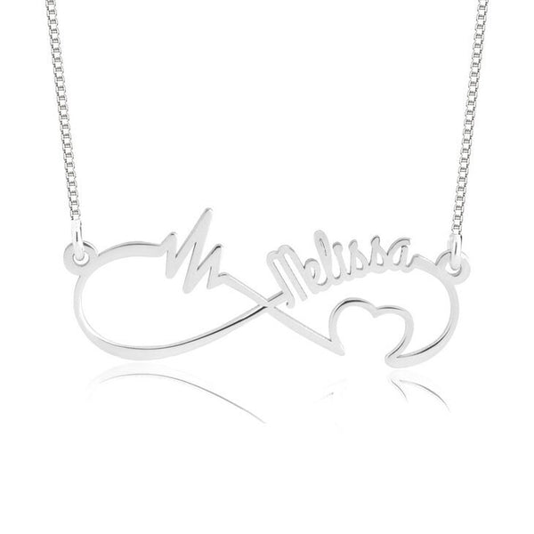 Personalized Infinity Heartbeat Necklace-925 Silver,24K Gold/Rose Gold,Valentine&#39;s Day gift,Birthday gift,Mother&#39;s Day Gift,gifts for her