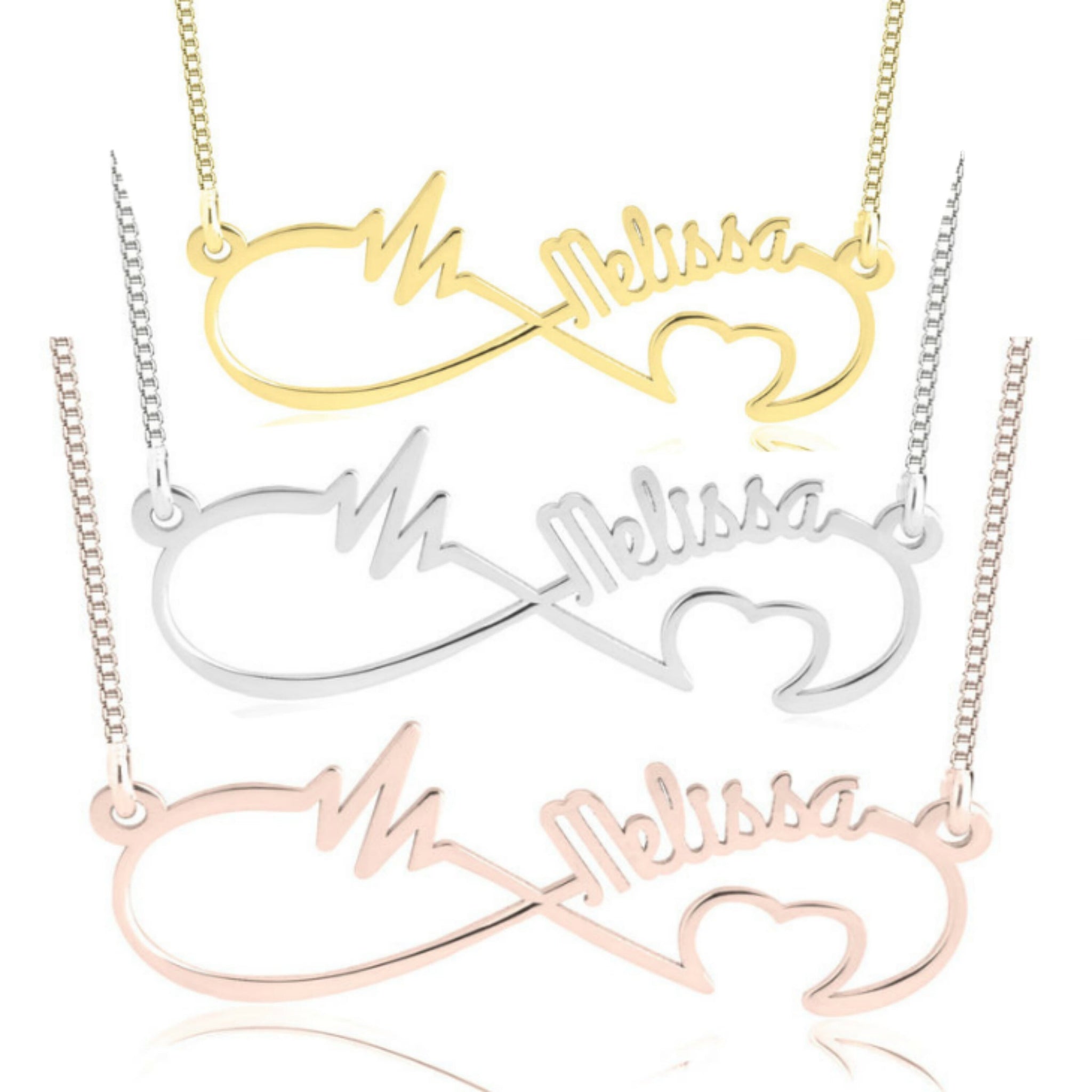 Personalized Infinity Heartbeat Necklace-925 Silver,24K Gold/Rose Gold,Valentine&#39;s Day gift,Birthday gift,Mother&#39;s Day Gift,gifts for her