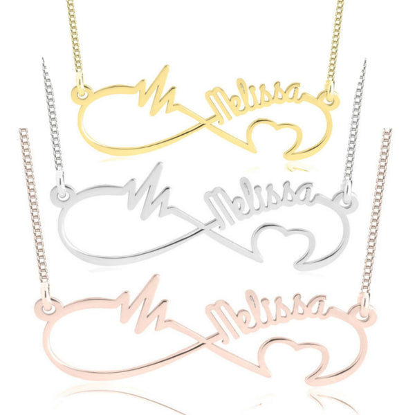Personalized Infinity Heartbeat Necklace-925 Silver,24K Gold/Rose Gold,Valentine&#39;s Day gift,Birthday gift,Mother&#39;s Day Gift,gifts for her