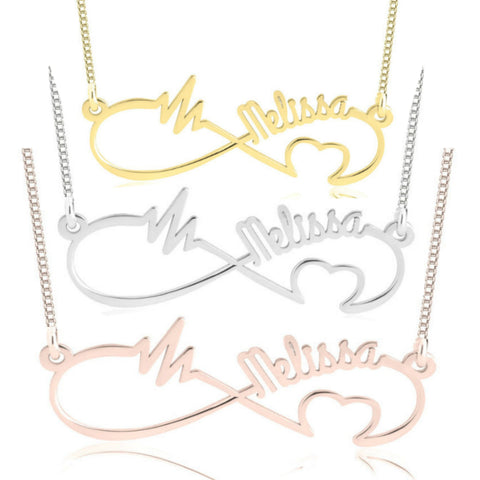 Personalized Infinity Heartbeat Necklace-925 Silver,24K Gold/Rose Gold,Valentine&#39;s Day gift,Birthday gift,Mother&#39;s Day Gift,gifts for her