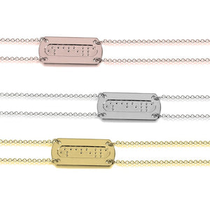 Double Chain Braille Bar Bracelet,925 Silver,24K Gold/Rose Gold,Mother&#39;s Day gift,Birthday gift,gifts for her,gift for aunt/girlfriends