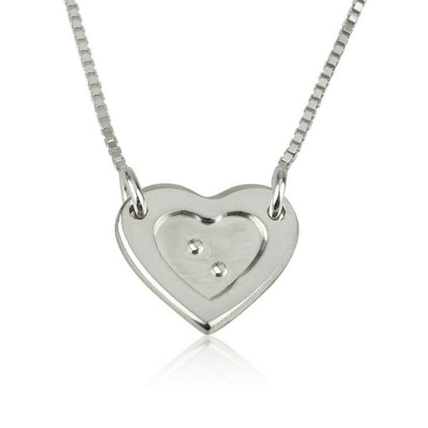 Single Heart Braille embossed Pendant Necklace in Sterling Silver,24K Gold/Rose Gold Plating,adjustable chain with clasp
