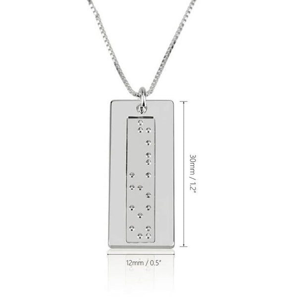 Vertical Braille embossed Bar Pendant Necklace,Sterling Silver,24K Gold,Rose Gold,Mother&#39;s Day gift,Birthday gift,gifts for aunt/girlfriends