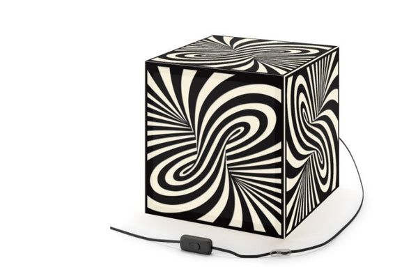 Linear Optical Illusion,Psychedelic/Hypnotic Art Printed Square Cube Lamp/Contemporary/Modern/Trendy Light/Home Decor Gifts,Stackable Lights