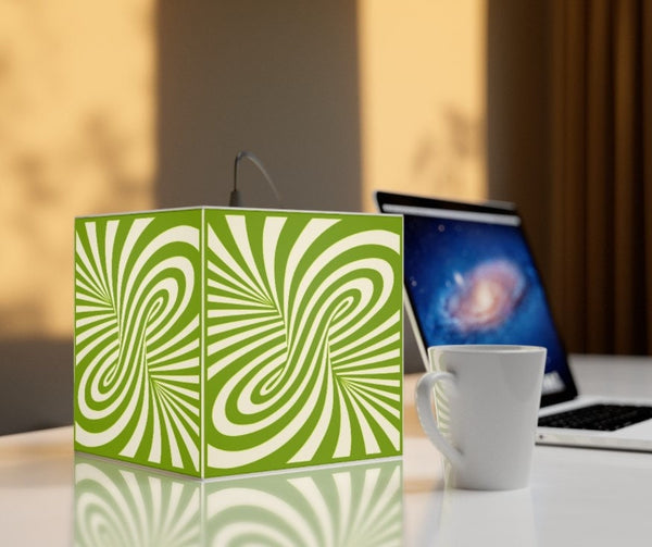 Linear Optical Illusion,Psychedelic/Hypnotic Art Printed Square Cube Lamp/Contemporary/Modern/Trendy Light/Home Decor Gifts,Stackable Lights