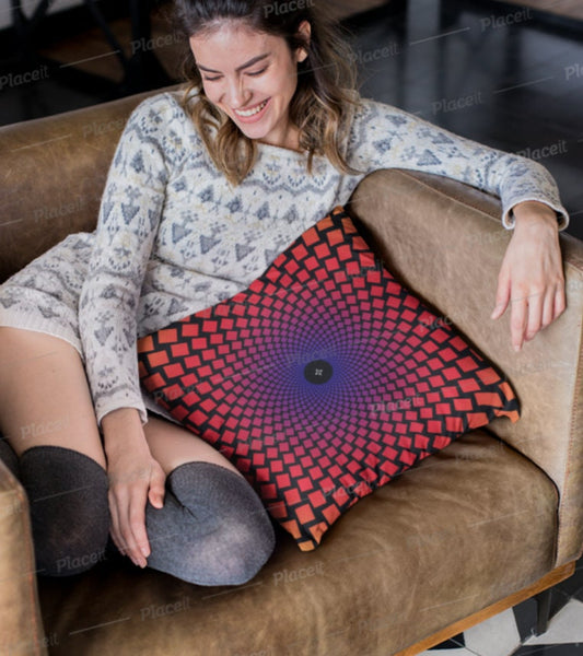 Red Radial Optical illusion Print Cushion & Cover -Linen, Suede, Satin,home decor, Christmas/Thanksgiving/Housewarming/Birthday/Graduation