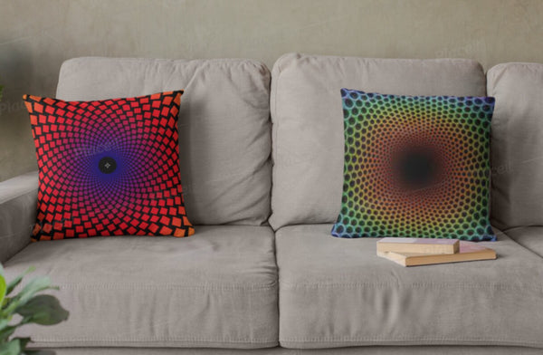 Green Radial Optical illusion Print Cushion & Cover -Linen, Suede, Satin,home decor, Christmas/Thanksgiving/Housewarming/Birthday/Graduation