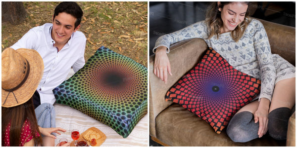 Red Radial Optical illusion Print Cushion & Cover -Linen, Suede, Satin,home decor, Christmas/Thanksgiving/Housewarming/Birthday/Graduation