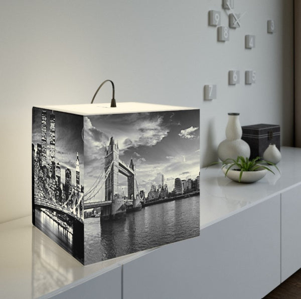 Skylines of NYC & London, New York City, 3D Printed Square Cube Lamp,Contemporary/Modern/Trendy Light/Home Decor Gifts, Stackable Lights