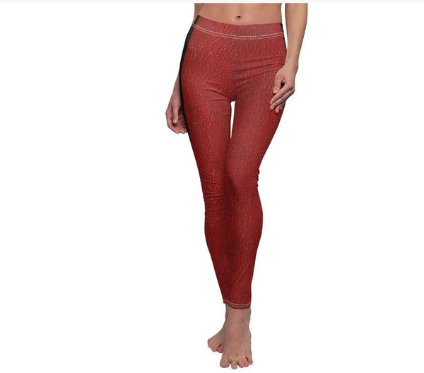 Red Faux Leather Leggings, 3D Printed Women&#39;s Leggings, Christmas,Birthday/Couples/Anniversary/Friends/Any Occasion Gifts
