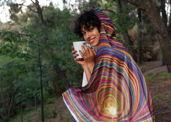 rainbow vortex Hooded Blanket, fireplace,Snuggle Christmas/Thanksgiving/Housewarming/Baby Shower/Anniversary/LBGTQO/Graduation/Couple  Gifts