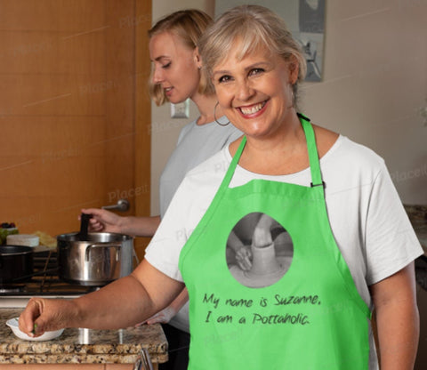 Pottaholic Apron, Pottery Clay Art Studio Printed Apron, Potters,Unisex, Christmas/Thanksgiving/Birthday Gift, Cute Valentine Gift